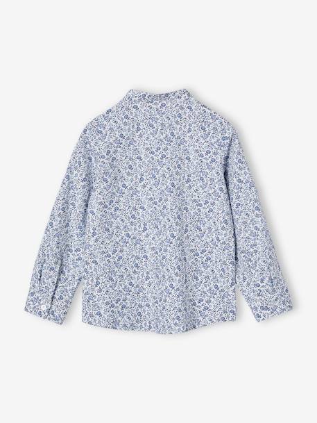 Jongenshemd met bloemenprint en Maokraag beige, bedrukt+blauw, bedrukt - vertbaudet enfant 