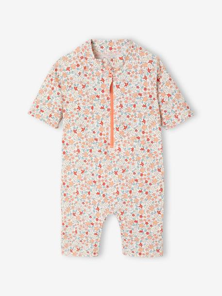 Combinaison de bain anti UV bébé fille avec couche intégrée corail - vertbaudet enfant 