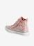 Baskets montantes fille en toile fantaisie blanc imprimé - vertbaudet enfant 