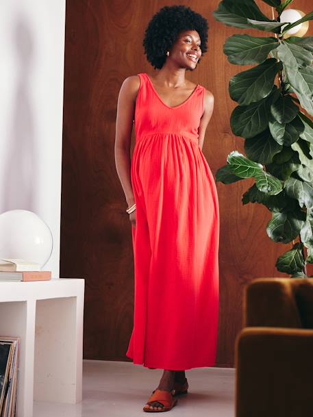 Robe longue de grossesse en gaze de coton grenadine - vertbaudet enfant 