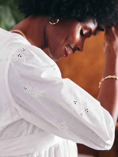 Robe courte broderie anglaise grossesse et allaitement blanc - vertbaudet enfant 