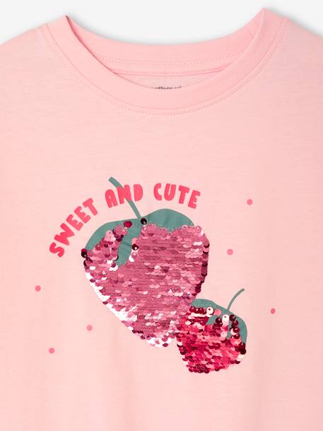 T-shirt motif en sequins fille rose bonbon+violet - vertbaudet enfant 