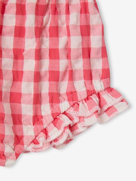 Ensemble naissance robe et culotte vichy framboise - vertbaudet enfant 