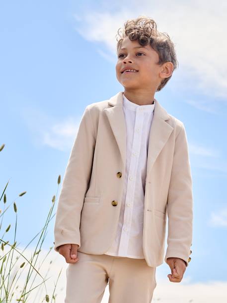 Ensemble céremonie chemise col Mao, veste et pantalon garçon beige - vertbaudet enfant 