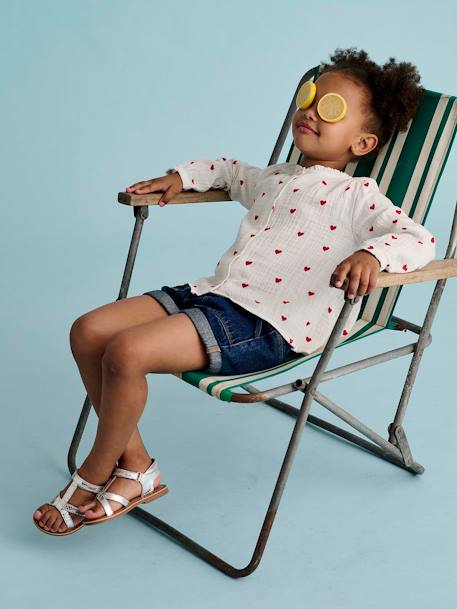 Chemise file gaze de coton imprimée personnalisable blanc imprimé+écru - vertbaudet enfant 