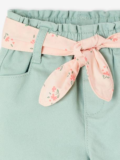Weite Baby Hose mit Bindegürtel Oeko-Tex grijsblauw - vertbaudet enfant 