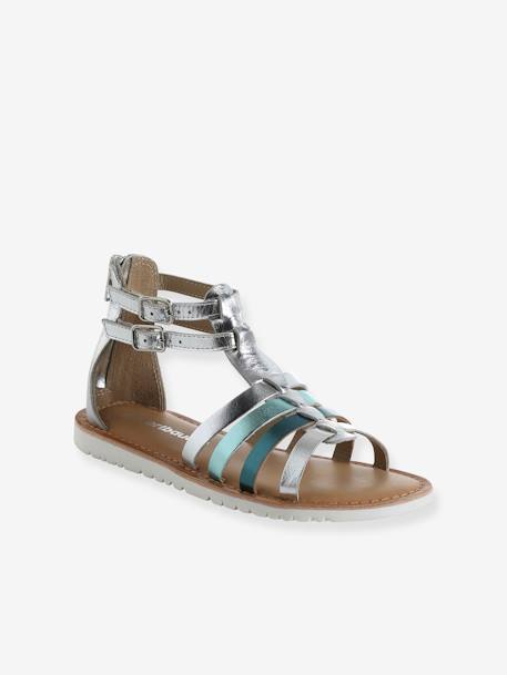 Sandales multi-brides esprit spartiates cuir enfant argent - vertbaudet enfant 