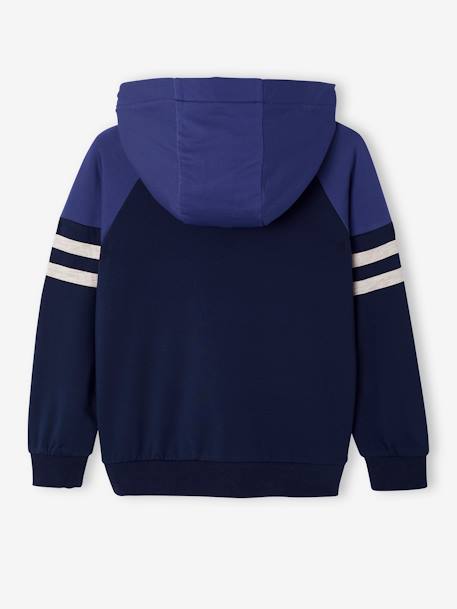 Sweat garçon zippé à capuche sport manches raglan marine+noix de pécan+vert - vertbaudet enfant 
