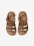 Sandales multi-brides cuir fille collection maternelle caramel+MARRON CLAIR UNI AVEC DECOR+multicolore - vertbaudet enfant 