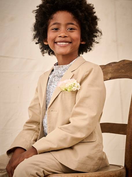Veste garçon cérémonie en coton/lin beige+beige clair+bleu+marine foncé - vertbaudet enfant 