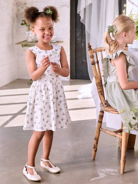 Robe de cérémonie imprimée fleurs fille blanc - vertbaudet enfant 