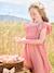Robe de cérémonie en gaze de coton fille manches en broderie anglaise rose imprimé+vieux rose - vertbaudet enfant 