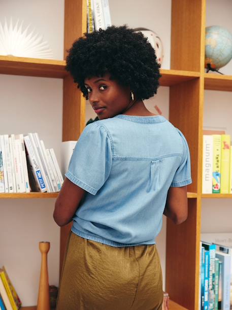 Blouse pressionnée grossesse et allaitement en lyocell stone - vertbaudet enfant 