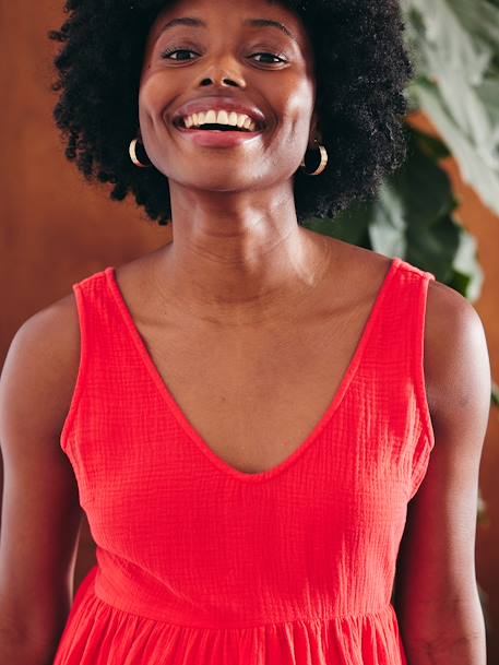 Robe longue de grossesse en gaze de coton grenadine - vertbaudet enfant 