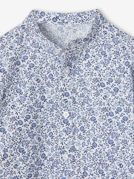 Chemise fleurie à col Mao garçon beige imprimé+bleu imprimé - vertbaudet enfant 