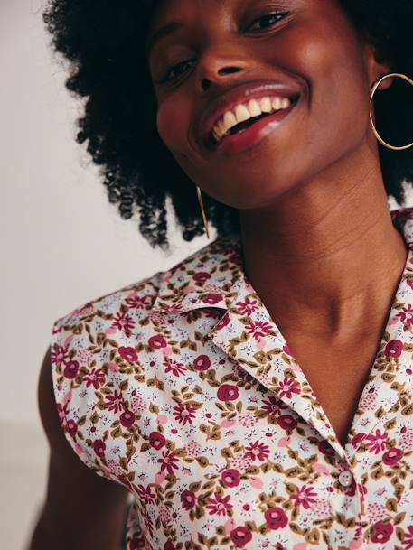 Robe-chemise sans manches courte grossesse et allaitement marine+rose - vertbaudet enfant 