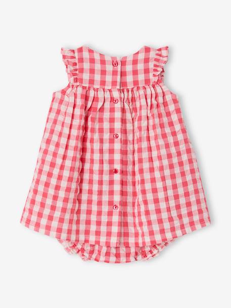 Ensemble naissance robe et culotte vichy framboise - vertbaudet enfant 