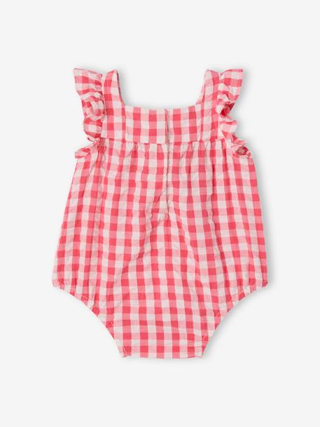 Geruit babyrompertje zonder mouwen framboos - vertbaudet enfant 