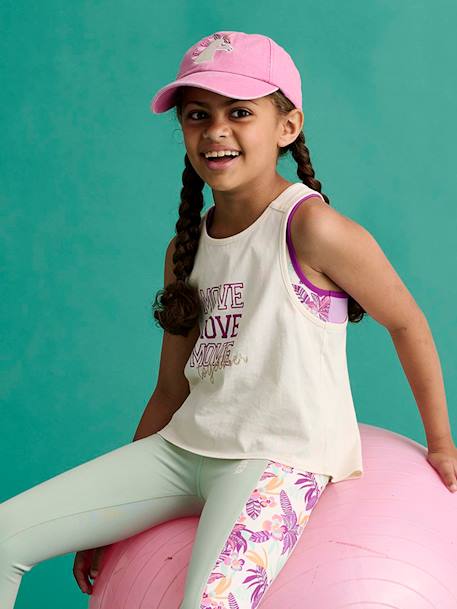 Sportset hemdje + topje voor meisjes ecru - vertbaudet enfant 