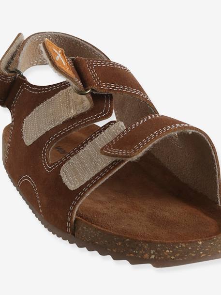 Sandalen met klittenband van leer voor kinderen kameel - vertbaudet enfant 