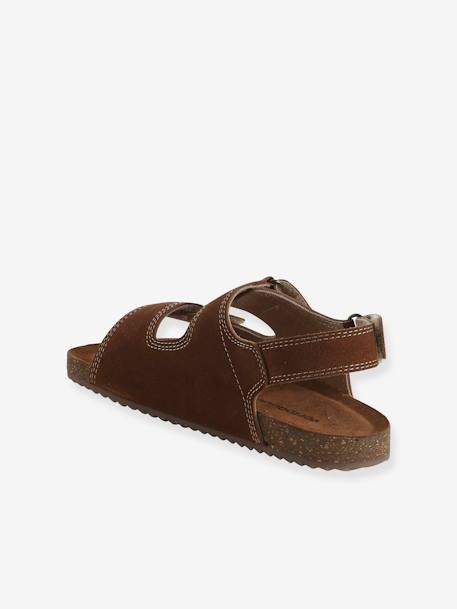 Sandalen met klittenband van leer voor kinderen kameel - vertbaudet enfant 