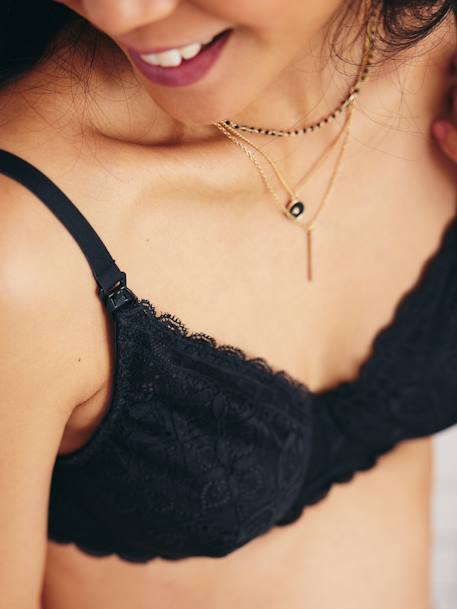 Lot van 2 beugelbeha's voor het geven van borstvoeding met kant zwart - vertbaudet enfant 