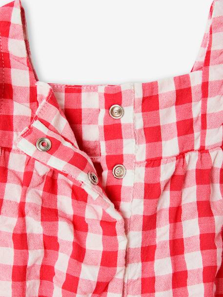 Barboteuse vichy naissance sans manches framboise - vertbaudet enfant 