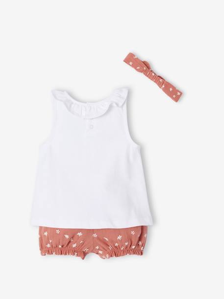 DISNEY® Bambi 3-delige set voor baby's T-shirt + broekje + hoofdband rozen - vertbaudet enfant 