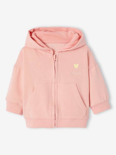 Ensemble sport sweat à capuche zippé + jogging bébé rose pâle - vertbaudet enfant 