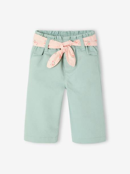 Weite Baby Hose mit Bindegürtel Oeko-Tex grijsblauw - vertbaudet enfant 