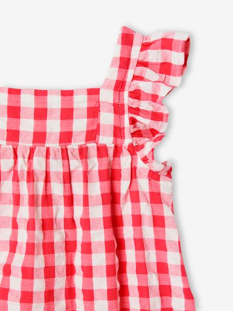 Barboteuse vichy naissance sans manches framboise - vertbaudet enfant 