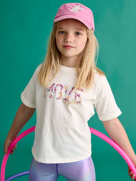 Sportset voor meisjes T-shirt + iriserende kniebroek lila - vertbaudet enfant 