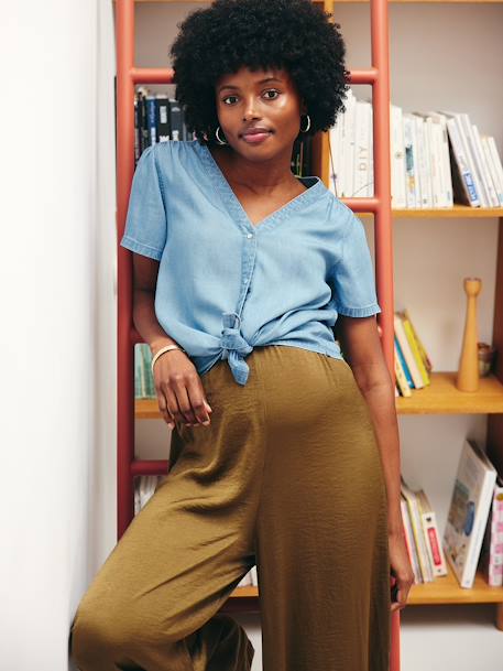 Blouse pressionnée grossesse et allaitement en lyocell stone - vertbaudet enfant 