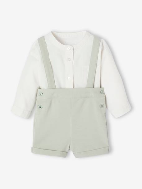 Ensemble bébé chemise et short cérémonie beige+vert sauge - vertbaudet enfant 