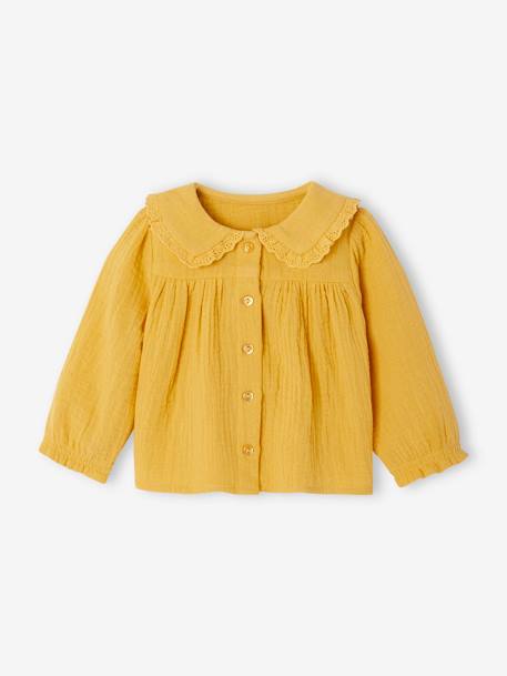 Babyblouse van katoengaas okergeel - vertbaudet enfant 