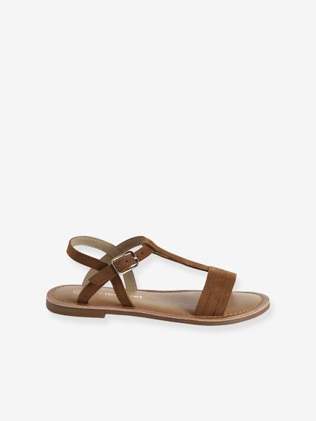 Sandales cuir fille Light gold+marron+marron imprimé - vertbaudet enfant 