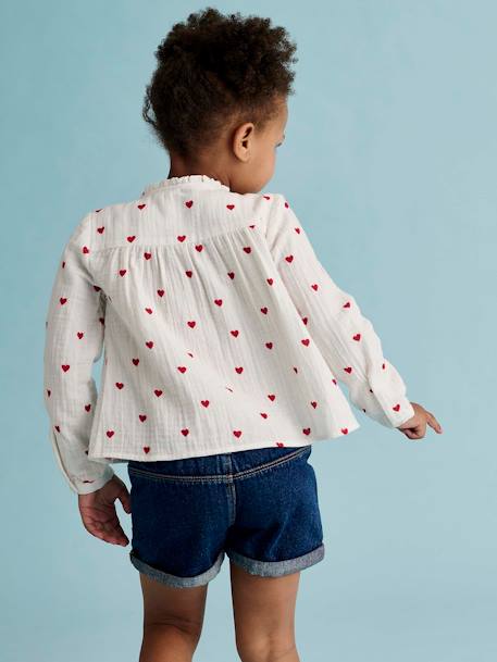 Short en jean fille bleu clair+bleu moyen+denim brut - vertbaudet enfant 