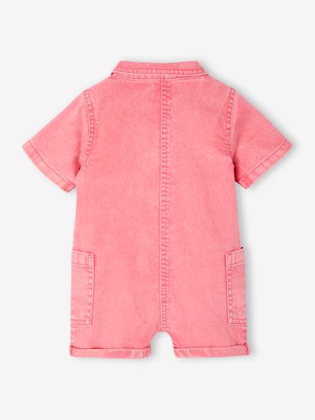 Twill romper voor baby's snoepjesroze - vertbaudet enfant 