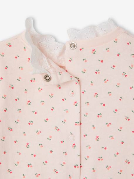 Sweat naissance imprimé petites fleurs avec col brodé rose pâle - vertbaudet enfant 