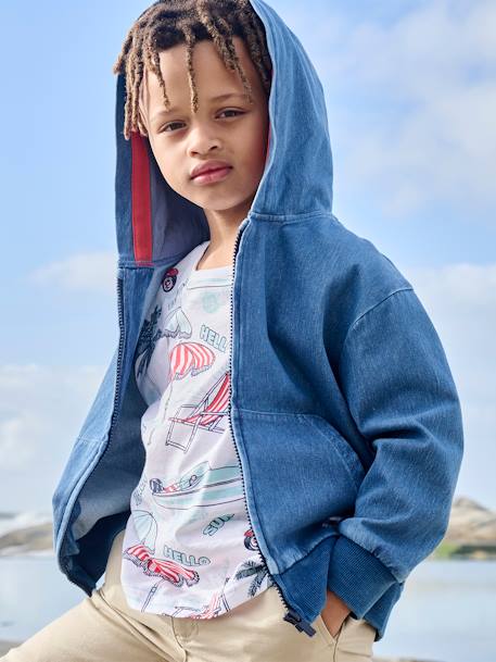 Sweater met rits en zakken in denimkleur stone - vertbaudet enfant 