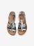 Sandalen met bandjes in spartaanse stijl van leer voor kinderen zilver - vertbaudet enfant 