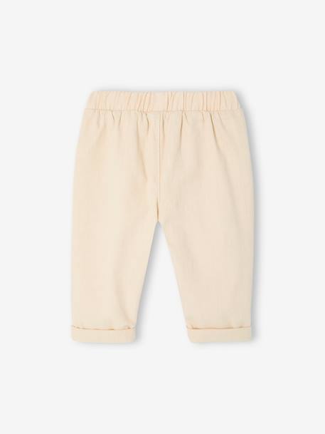 Pantalon bébé taille élastiquée caramel+vanille - vertbaudet enfant 