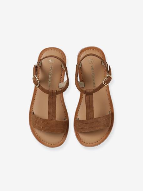 Sandales cuir fille Light gold+marron+marron imprimé - vertbaudet enfant 