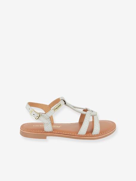 Leren kindersandalen Backle LES TROPEZIENNES® PAR M. BELARBI fuchsia+turquoiseblauw+wit - vertbaudet enfant 