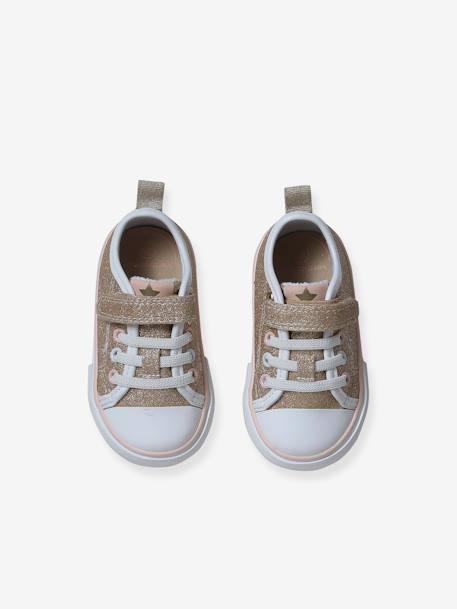 Baskets bébé fille synthétique lacets élastiqués et scratch or - vertbaudet enfant 