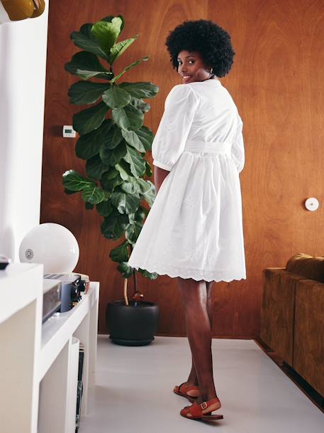 Robe courte broderie anglaise grossesse et allaitement blanc - vertbaudet enfant 