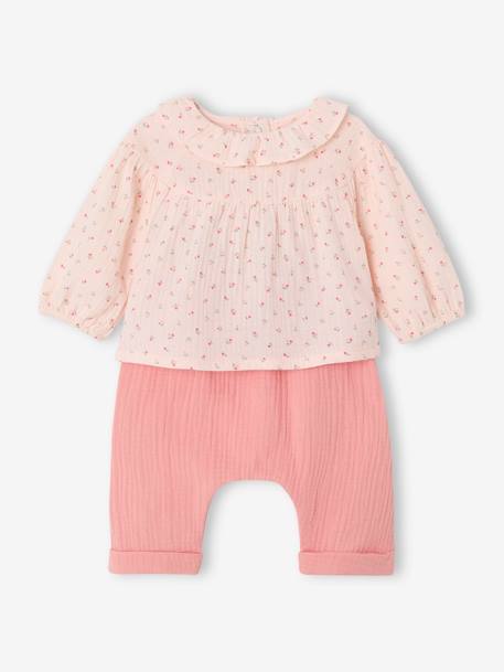 Ensemble naissance blouse et pantalon rose - vertbaudet enfant 