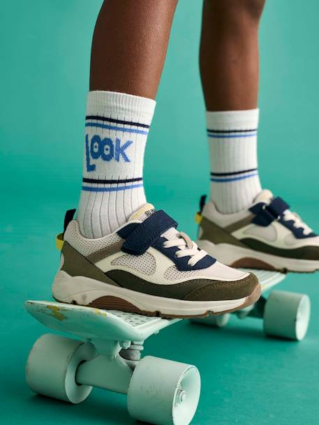 Set van 4 paar sportsokken in rib voor jongens ecru - vertbaudet enfant 