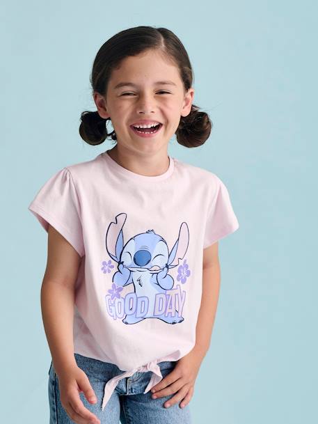 T-shirt noué 'Good day' Disney Stitch manches courtes lilas poudré - vertbaudet enfant 