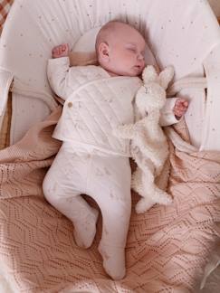 -Doudou lapin et hochet en sherpa personnalisable avec mallette